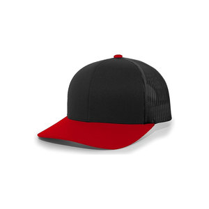 Gorra de Pesca Unisex Negra y Roja con Cierre de Botón a Presión, Transpirable, de Poliéster, Color Sólido, para Adultos - Product Image 1