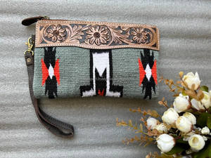 กระเป๋าคลัทช์หนังสไตล์ตะวันตก aztec สีน้ำตาลวินเทจกระเป๋าเครื่องมือหนังแท้ที่เป็นเอกลักษณ์ของ Aztec - Product Image 2