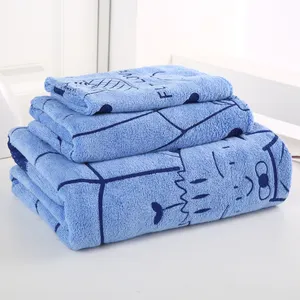 Vente directe d'usine serviette de bain en coton épaissi absorbant cadeau ensemble de serviettes trois pièces