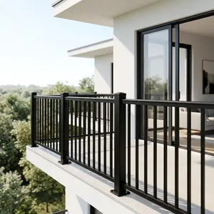 Rampe de balcon minimaliste en acier, montée au mur, en tube, résistante à la rouille, pour usage extérieur - Product Image 3