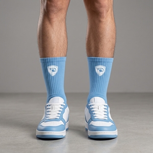Dumela Men's Light Blue Crew <b>Socks</b> Solid <b>Color</b> Cotton Knitted Breathable Casual Wear Spring Season - Product Image 3