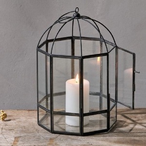 Tapered Glass Metal <b>Lantern</b> <b>Candle</b> Holder Home Decoration Indoor Outdoor Use - Product Image 5
