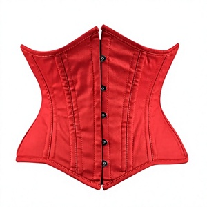 Corsé de algodón rojo para mujer, faja moldeadora sin costuras con control firme, diseño de gancho y ojal, transpirable, control de abdomen, talla estándar para adulto - Product Image 1