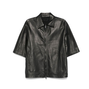 Camisa de invierno de cuero vintage para hombre 2026 al por mayor, de alta calidad, manga corta, con cremallera de cuerno, lona sólida, ecológica - Product Image 1