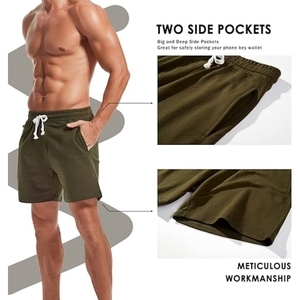 Shorts de sport décontractés pour hommes imprimés sur mesure, 100 % coton, séchage rapide, taille élastique, logo personnalisé - Product Image 4