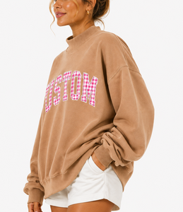 OEM Custom <b>Women</b> Mock Neck Sweatshirt Greek Sorority TBSIGMA Chenille Patch Embroidery Heavyweight Cotton <b>Fleece</b> <b>Top</b> - Product Image 4