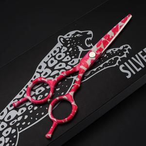Tijeras de Peluquería Profesionales de Acero Inoxidable con Hoja Afilada para Diestros, Mango de Plástico con Patrón de Camuflaje Rosa, para Adelgazar el Cabello - Product Image 4
