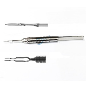 Puntas delgadas Akahoshi Universal II Prechopper para pre-cortar núcleos de forma eficaz en grados 2 a 4, instrumento quirúrgico oftalmológico de acero inoxidable. - Product Image 3