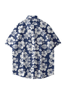 T-shirt décontracté pour homme à manches courtes, style hawaïen, marque de mode européenne et américaine, en viscose/coton anti-boulochage, couleur unie, taille été, style Hong Kong - Product Image 1