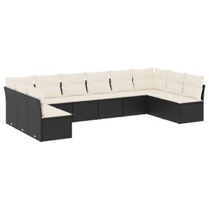 Conjunto de Sofás Modulares Grandes de Ratán Sintético Negro para Jardín, Muebles Modulares Elegantes para Exteriores - Product Image 2