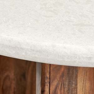 Modern Oval Dining Table with <b>Marble</b> <b>Top</b> and Wood Legs Stable Home Furniture 6 Seater - Product Image 5
