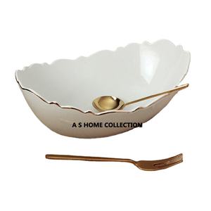 Cuenco decorativo para servir frutas de calidad de fantasía único de forma ovalada de color blanco brillante - Product Image 1