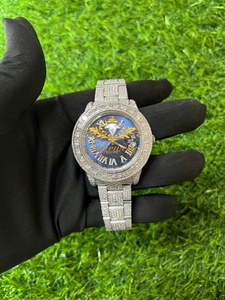 Reloj de Lujo con Esfera de Diamante Moissanite, Cristal de Zafiro, Cuarzo, Pulsera Plateada, Esfera Azul, Números Romanos, Fecha, Regalo - Product Image 3