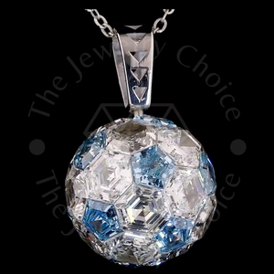 Elegante Colgante de Bola de Diamante de Laboratorio en Oro Blanco de 14K, 28 CT, Corte Brillante Hexagonal, Azul Blanco Casi Incoloro, Engaste Invisible - Product Image 2