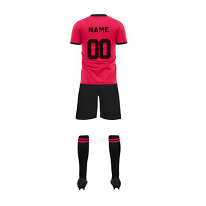 Custom Sublimated Soccer Jersey Set Men's Blue Black Short Sleeve <b>Moisture</b> Wicking Athletic Uniform with Team Numbers and <b>Socks</b> - Product Image 4