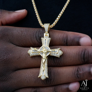 Gold Plated 925 <b>Silver</b> Moissanite <b>Cross</b> Pendant Iced Out Jesus Charm Vintage Faith Jewelry for <b>Men</b> - Product Image 4