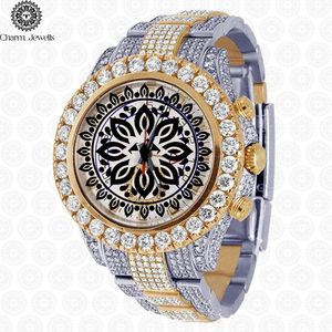 Montre de luxe Charm_Jewells en acier inoxydable, boîtier de 40 mm, mouvement mécanique analogique, lunette sertie de diamants, chronographe automatique pour homme - Product Image 1