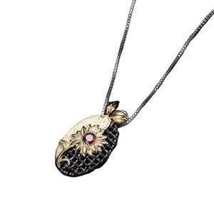 Delle Donne di modo 925 Collana In <span class=keywords><strong>Argento</strong></span> Sterling Forma di Fiore Del <span class=keywords><strong>Sole</strong></span> <span class=keywords><strong>Ciondolo</strong></span> In Platino Oro Rosa Delle Signore Della Collana - Product Image 2