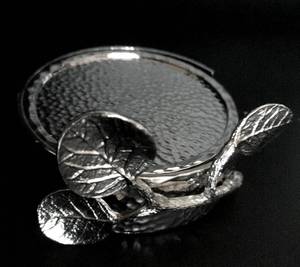 Admirable Design Aluminium <b>Silver</b> Color <b>Coaster</b> Set With Premium Quality Tea <b>Coaster</b> Set With Holder - Product Image 4