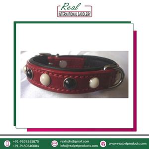 Collier de chien en cuir réglable écologique de vente chaude avec motif animal de compagnie rembourré et rivet en marbre - Product Image 3