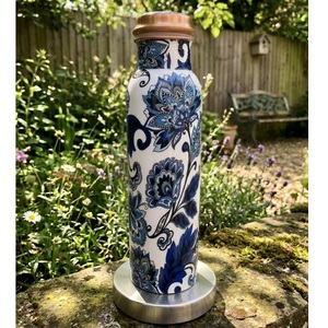 Floral Pattern <b>Copper</b> <b>Water</b> <b>Bottle</b> With <b>Copper</b> Lid Portable Outdoor Drinkware - Product Image 1