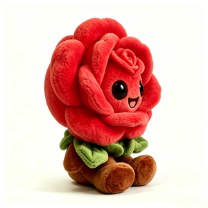 Peluche de rosa roja, lindo peluche de rosa sonriente, peluche de flor kawaii, peluche de rosa antropomórfico, regalo de San Valentín - Product Image 1