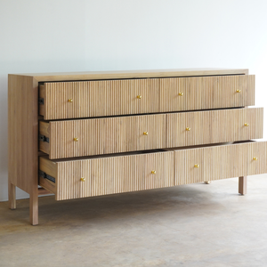 Buffet contemporain en teck massif avec 6 tiroirs, meuble de salon moderne de style européen pour la maison et l'appartement - Product Image 3