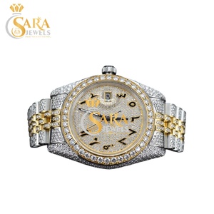 Montre de luxe blanche de haute qualité sertie de diamants, avec bracelet en acier inoxydable, pour hommes et femmes, disponible à prix abordable. - Product Image 1