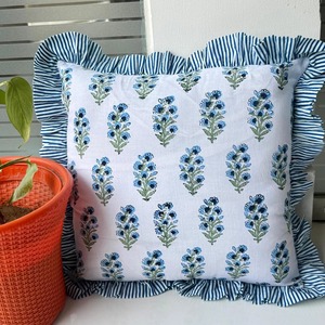 Beautiful Flower Print Cotton Frill Bohemian Pillow Cushion <b>Covers</b> -<b>Sofa</b> <b>Covers</b> Floral Cushion <b>Covers</b> Decorative Pillows - Product Image 1