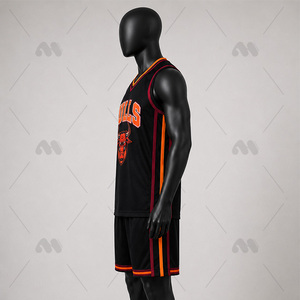 Conjunto de Uniforme de Baloncesto Personalizado con Cuello en V, Sin Mangas, Uniforme Deportivo con Estampado para Entrenamiento y Partido - Product Image 4