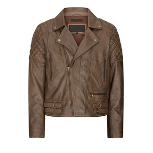 Chaqueta de Cuero Genuino para Hombre, Estilo Motociclista, Informal, para Invierno, Suave, Duradera, Cómoda, Abrigo de Moda Urbana - Product Image 1
