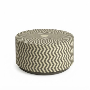 Table basse rectangulaire en os incrusté gris avec motif floral marocain, fabriquée sur mesure en résine, pour salon - Product Image 4