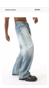 Custom <b>Men</b> Outfit Baggy Fit Dark Blue <b>Jeans</b> Pants <b>Jeans</b> American Washed Denim with Summer Quality Mid Waist Vintage Style - Product Image 6