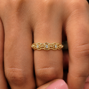 Anillo de Compromiso y Boda Clásico de Oro Amarillo de 14K con Diamante Cultivado en Laboratorio de Corte Brillante Redondo de 0.10 Quilates TW para Mujer - Product Image 2
