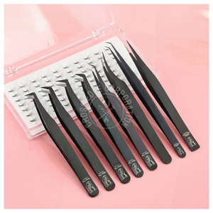 Pinzas para Pestañas de Acero Inoxidable Antideslizantes con Punta de Fibra, Pinzas Rectas para Pestañas, Herramientas para Técnicos de Pestañas, Kit de Pinzas para Extensión de Pestañas - Product Image 1