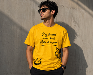 <b>Men's</b> Hip Hop Oversized T-Shirt 100% Cotton Short Sleeve <b>Animal</b> Print Front Logo Breathable - Product Image 1