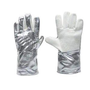 High <b>Fire</b>-Resistant Aluminized Para Aramid White Construction Safety Gloves Full Palm Cotton Heavy Welding Protection Smooth - Product Image 1