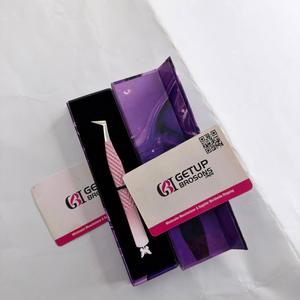 Ombre <b>Pink</b>/White Butterfly Cutout Fiber Tip Precision <b>Tool</b> <b>Box</b> Packaging GETUP BROSONS IMPEX Stainless Steel Eyelash Tweezers - Product Image 5