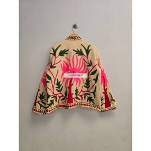 Veste brodée Plam Tree, faite à la main, 100% coton, veste Suzani, manteau, veste bohème chic, veste unisexe, veste de soirée - Product Image 6