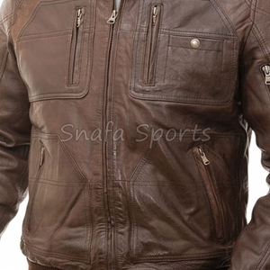 Veste en cuir décontractée pour hommes, logo personnalisé, couleur unie, haute qualité, grandes tailles, en vente - Product Image 3