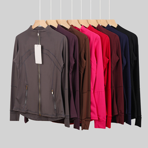 <b>Yoga</b> <b>Jacket</b> Running Gym Waterproof Quick Dry Breathable with Gold Zippers Front Logo Athletic Sportswear Set - Product Image 1