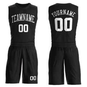 Conjunto de Uniforme de Baloncesto Personalizado para Hombre, Camiseta Negra y Pantalones Cortos, Impresión de Nombre y Número del Equipo, Estilo Deportivo de Secado Rápido, Ropa de Verano - Product Image 1