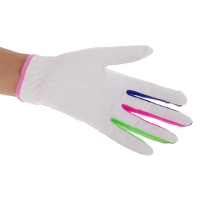 Women's White Golf <b>Gloves</b> Pink Trim Breathable Soft <b>Grip</b> Custom Logo OEM Premium Sports Golf <b>Glove</b> Left Hand - Product Image 2