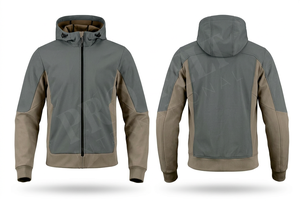 เสื้อแจ็คเก็ตมอเตอร์ไซค์แบบมีฮู้ด ผลิตจากวัสดุโพลีเอสเตอร์ 100% พร้อมซิปด้านหน้า เสื้อผ้ากีฬากลางแจ้งคุณภาพพรีเมียมสำหรับขี่มอเตอร์ไซค์ รับผลิตแบบ OEM ODM - Product Image 6