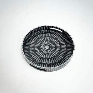 <b>Black</b> Mother of Pearl Inlay Tray, <b>Round</b> Decorative Serving Tray, Luxury <b>Coffee</b> <b>Table</b> Decor, Handmade by blossom craft - Product Image 4