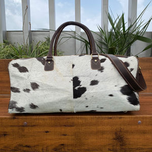 Premium fait à la main personnalisé usiné à la main en cuir de vachette frange sac de sport Weekender voyage organisateur en cuir véritable unisexe Duffle - Product Image 5