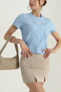 El Mejor Top Corto para Mujer 2023, El Diseño Más Nuevo, Top Corto para Mujer, Estilo de Manga Corta, Camiseta Corta Informal para Mujer - Product Image 2