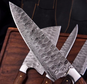 <b>Sharp</b> Pattern Steel Blades Ergonomic Handle Kitchen Cutting Tools For Meat Damascus Steel Handmade Chef <b>Knife</b> <b>Set</b> PremiumDamascu - Product Image 4