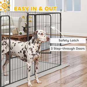 Recinto per Animali Domestici a 24 Pannelli, 99 cm di Altezza, Forma Personalizzabile, Nero, con Porta Bloccabile, per Cuccioli, Uso Interno ed Esterno - Product Image 6