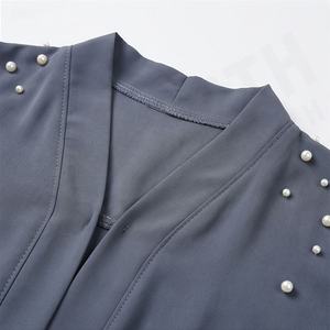 Abaya Islámica al por Mayor Más Vendida, Ropa de Color Personalizado para Mujer, Abaya Árabe con Pedrería Personalizada, Abierta por Delante - Product Image 4